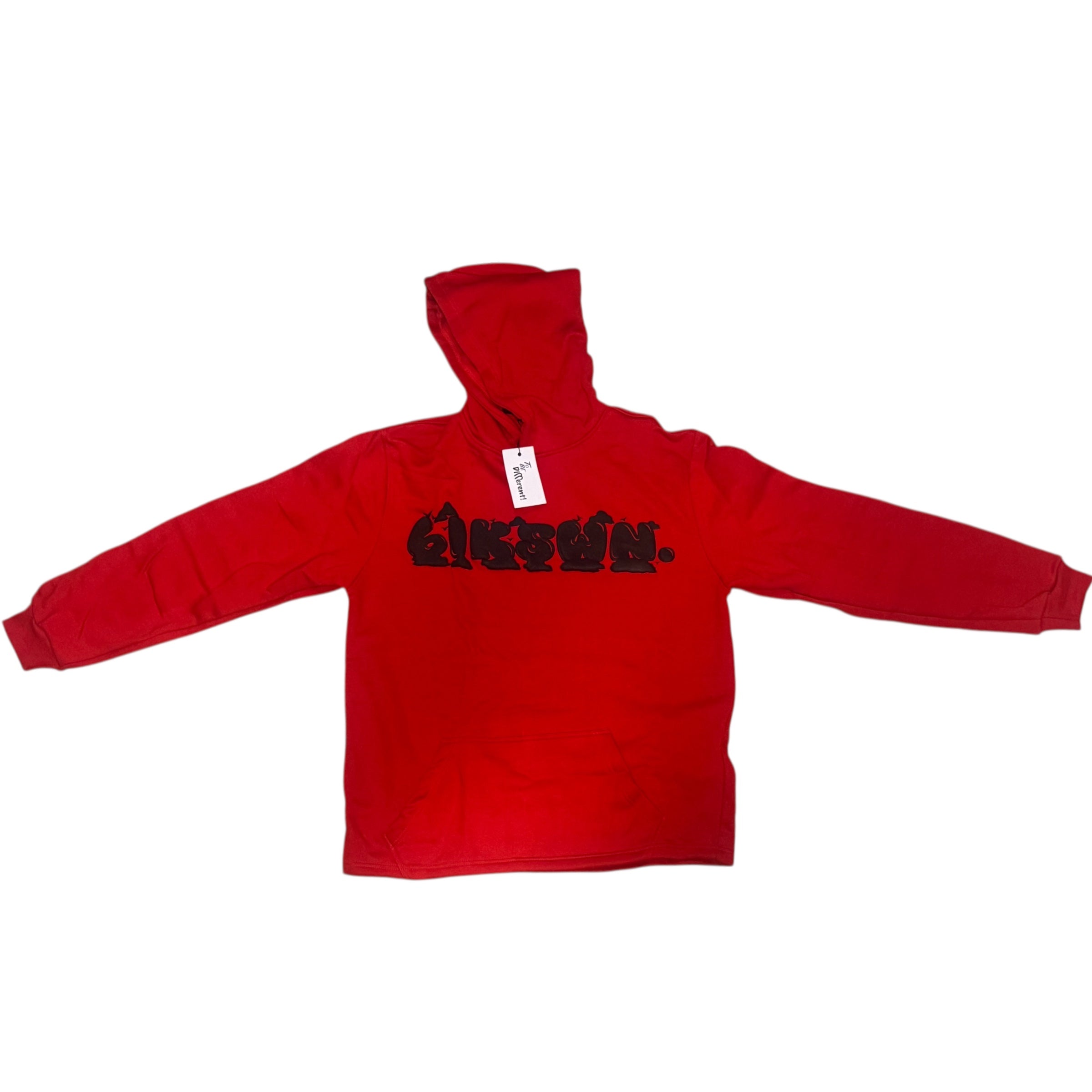Oversized Blkswn Graphic 3D Puff Print Cropped Hoodie