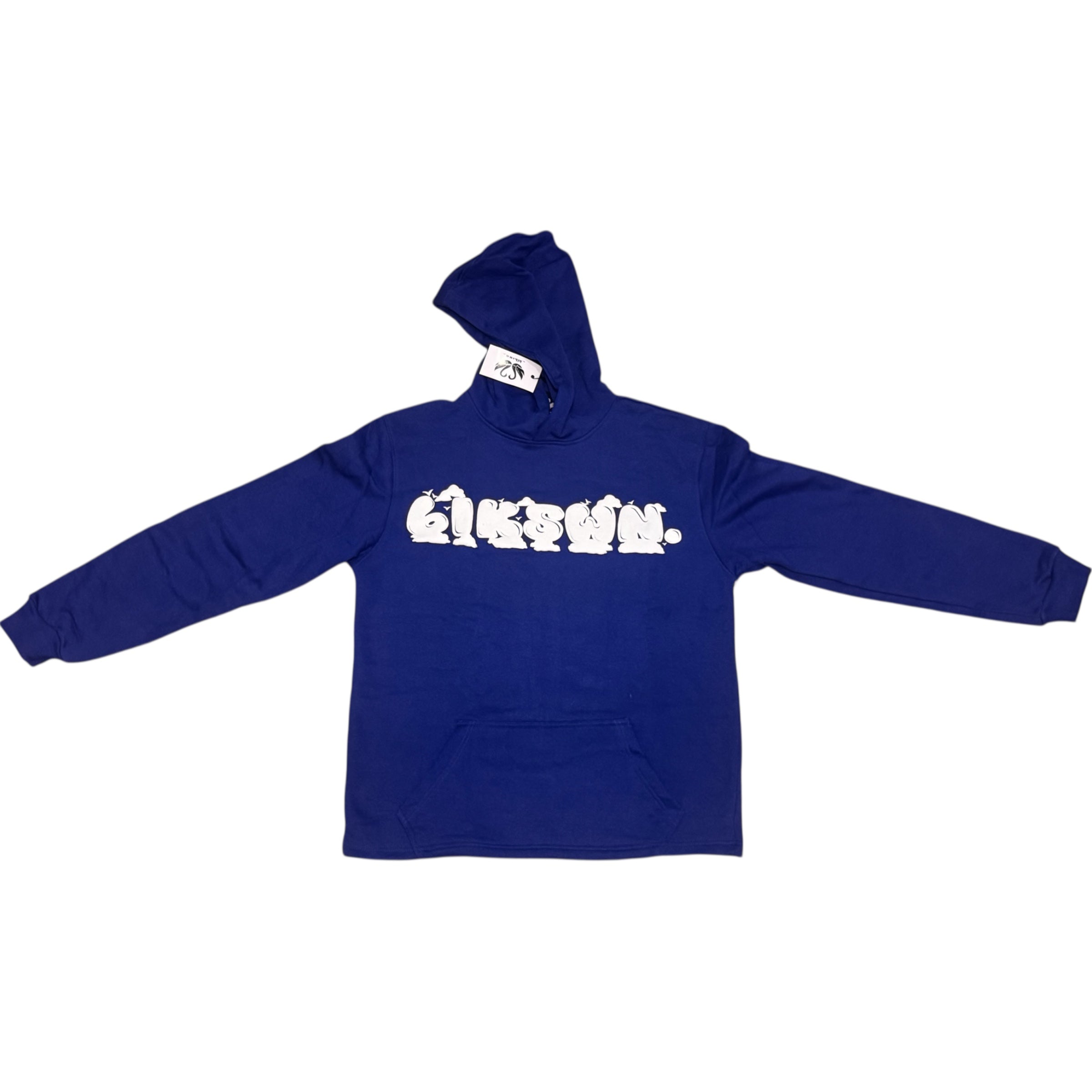 Oversized Blkswn Graphic 3D Puff Print Cropped Hoodie