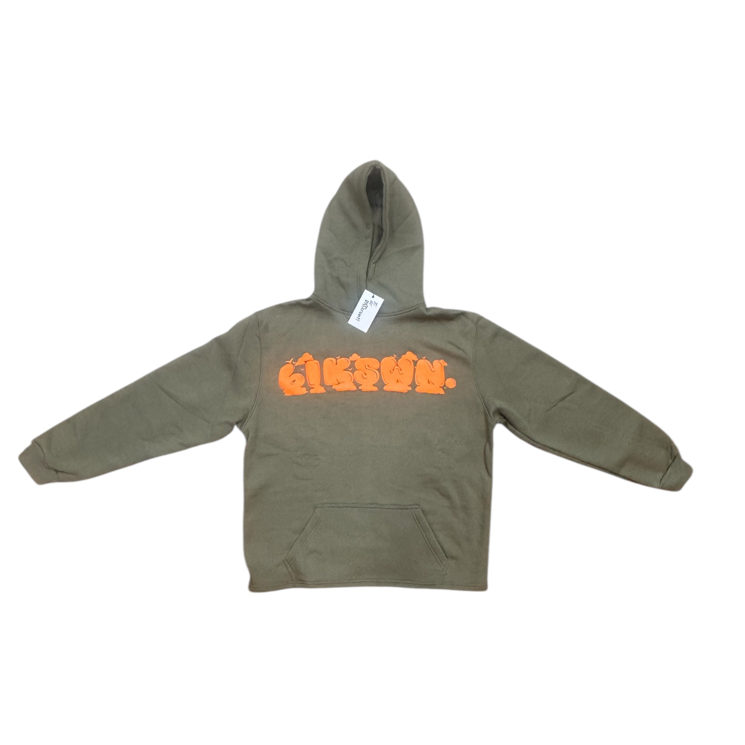 Oversized Blkswn Graphic 3D Puff Print Cropped Hoodie